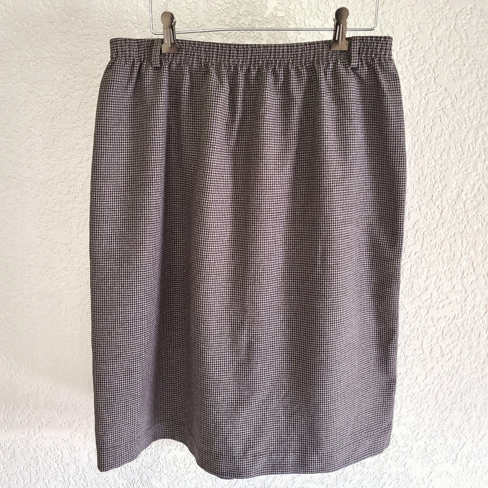 Vintage Plus Size Academia Houndstooth Patterned Skirt